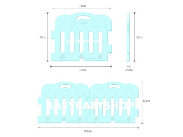 CARAZ Fence + Playmat (7+1) 8塊圍欄連地墊組合 (140x140cm地墊)