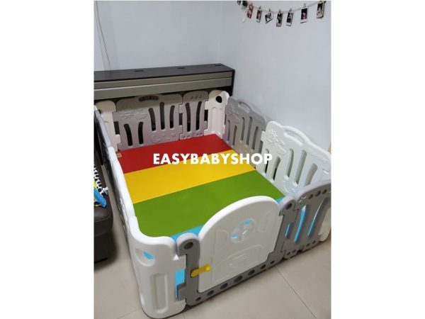 EDUPLAY Fence + Playmat 灰白色圍欄連4接地墊組合 (120x160cm地墊)