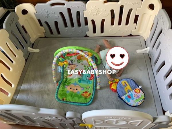 EDUPLAY Fence + Playmat 灰白色圍欄連4接地墊組合 (120x160cm地墊)