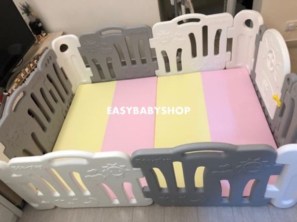 EDUPLAY Fence + Playmat 灰白色圍欄連4接地墊組合 (120x160cm地墊)