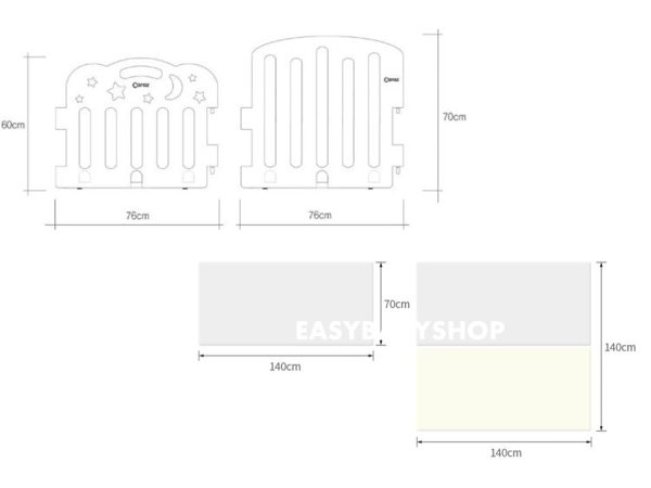 CARAZ Fence 70CM(H) (5+1) 6塊淨圍欄 (適合70x140cm地墊)