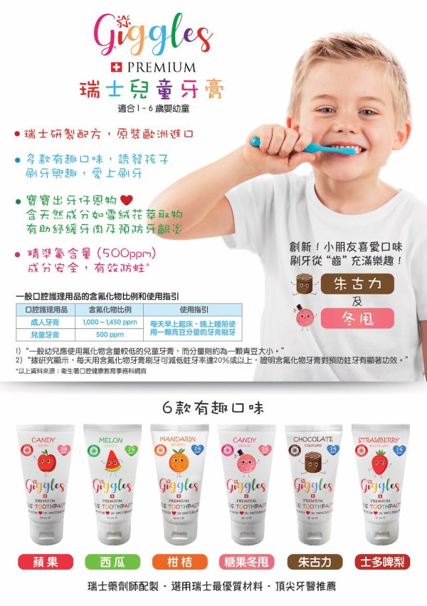 Giggles 瑞士兒童牙膏 朱古力味 1-6歲 (50毫升)