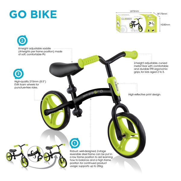 Globber GO BIKE 平衡車 黑/霓虹粉