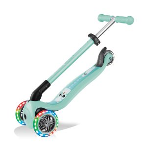 Globber PRIMO 發光車輪摺疊兒童滑板車 夢幻版 薄荷綠配羊駝圖案