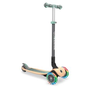 Globber PRIMO 發光車輪摺疊兒童滑板車 環保木踏板 薄荷綠